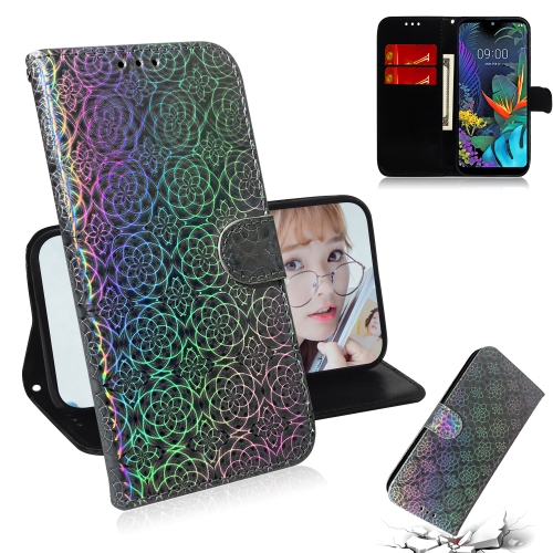 

For LG K50 / Q60 Solid Color Colorful Magnetic Buckle Horizontal Flip PU Leather Case with Holder & Card Slots & Wallet & Lanyard(Silver)
