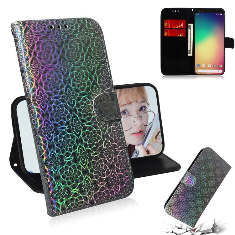 

For Google Pixel 4 XL Solid Color Colorful Magnetic Buckle Horizontal Flip PU Leather Case with Holder & Card Slots & Wallet & Lanyard(Silver)