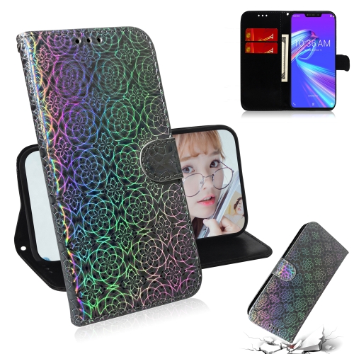 

For Asus Zenfone Max (M2) ZB633KL Solid Color Colorful Magnetic Buckle Horizontal Flip PU Leather Case with Holder & Card Slots & Wallet & Lanyard(Silver)