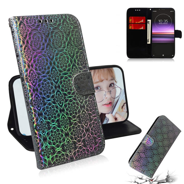

For Sony Xperia 1 Solid Color Colorful Magnetic Buckle Horizontal Flip PU Leather Case with Holder & Card Slots & Wallet & Lanyard(Silver)