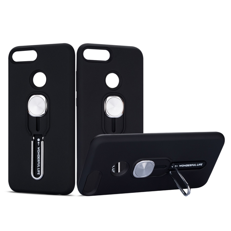 

For Huawei Honor 9 Lite Shockproof TPU + PC Protective Case with Holder(Black)