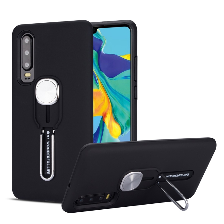 

For Huawei P30 Shockproof TPU + PC Protective Case with Holder(Black)