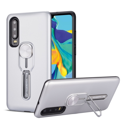 

For Huawei P30 Shockproof TPU + PC Protective Case with Holder(Silver)