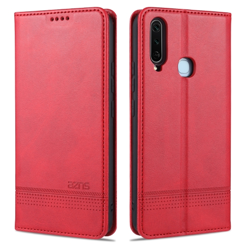 

For vivo Y3s / Y17 AZNS Magnetic Calf Texture Horizontal Flip Leather Case with Card Slots & Holder & Wallet(Red)