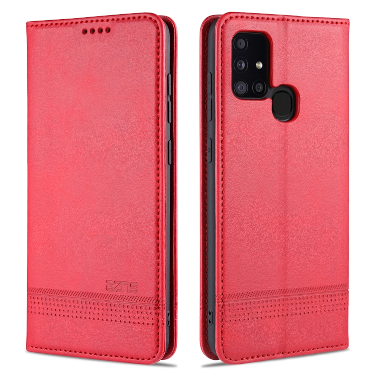 

For Samsung Galaxy M31 AZNS Magnetic Calf Texture Horizontal Flip Leather Case with Card Slots & Holder & Wallet(Red)