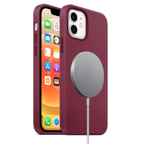 

Magnetic Liquid Silicone Full Coverage Shockproof Magsafe Case with Magsafe Charging Magnet For iPhone 12 mini(Wine Red)