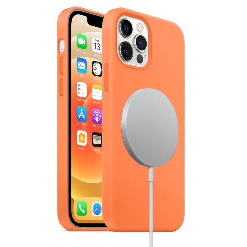 

Magnetic Liquid Silicone Full Coverage Shockproof Magsafe Case with Magsafe Charging Magnet For iPhone 12 / 12 Pro(Orange)