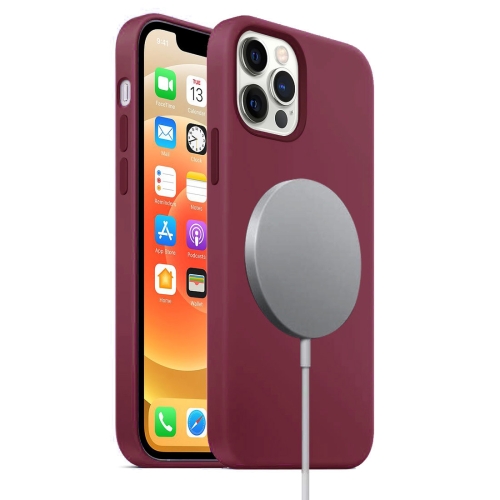

Magnetic Liquid Silicone Full Coverage Shockproof Magsafe Case with Magsafe Charging Magnet For iPhone 12 / 12 Pro(Wine Red)