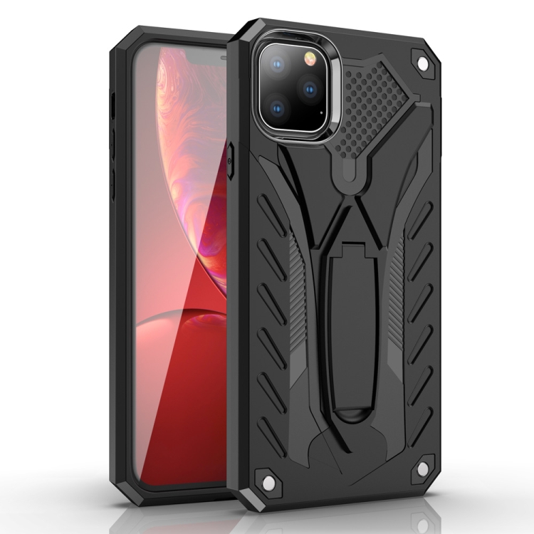 

For iPhone 11 Pro Max Shockproof TPU + PC Protective Case with Holder(Black)