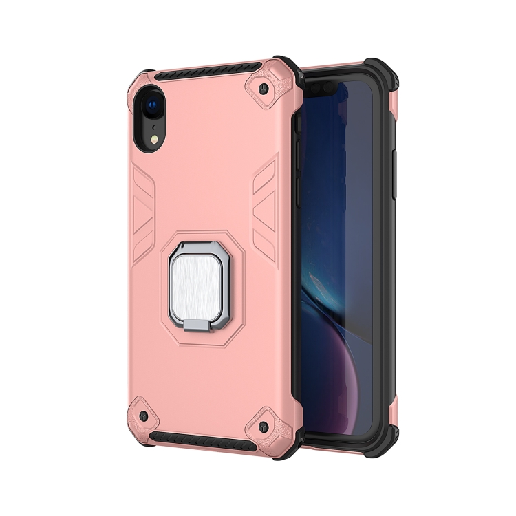 

For iPhone X / XS Ultra-Thin 2-in-1 TPU+PC Transcendental Armor Vehicle-Mounted Support Case(Rose Gold)