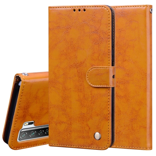 

For Huawei Nova 7 SE / Honor 30S (Russian Version) Business Style Oil Wax Texture Horizontal Flip Leather Case with Holder & Card Slots & Wallet(Yellow)