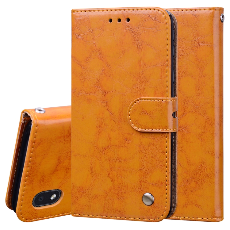 

For Samsung Galaxy A01 Core Business Style Oil Wax Texture Horizontal Flip Leather Case, with Holder & Card Slots & Wallet(Yellow)