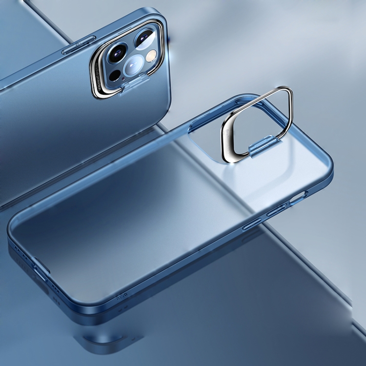 

Shockproof Ultra-thin Right Angle Protective Case with Invisible Holder For iPhone 12 / 12 Pro(Blue)