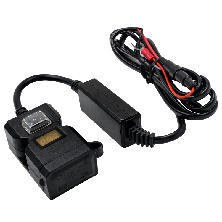 

CS-1204A1 Motorcycle Dual USB QC3.0 Fast Charger 9V-32V Voltmeter Dual Bracket
