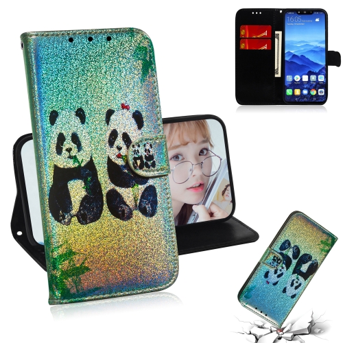 

For Huawei Mate 20 Lite Colored Drawing Pattern Colorful Magnetic Buckle Horizontal Flip PU Leather Case with Holder & Card Slots & Wallet & Lanyard(Two Pandas)