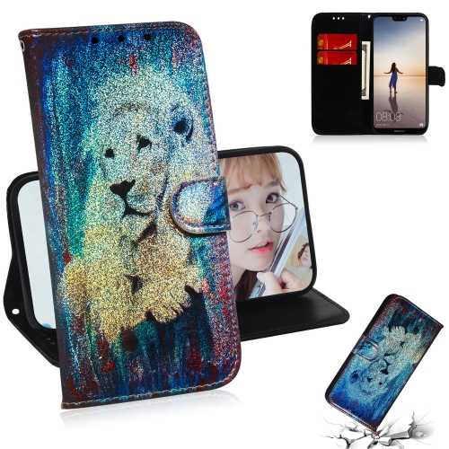 

For Huawei P20 Lite / Nova 3e Colored Drawing Pattern Colorful Magnetic Buckle Horizontal Flip PU Leather Case with Holder & Card Slots & Wallet & Lanyard(White Lion)