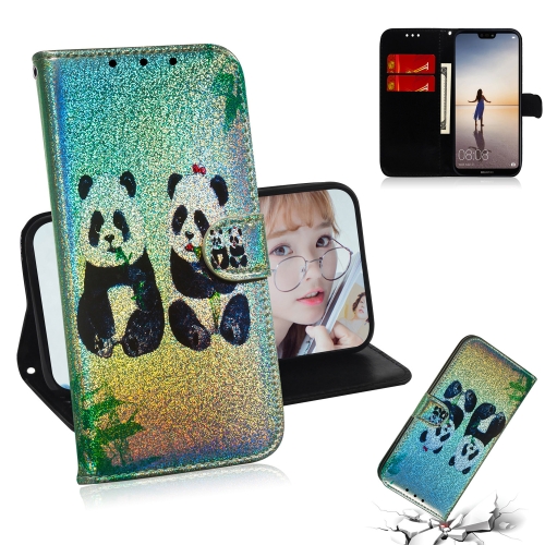 

For Huawei P20 Lite / Nova 3e Colored Drawing Pattern Colorful Magnetic Buckle Horizontal Flip PU Leather Case with Holder & Card Slots & Wallet & Lanyard(Two Pandas)