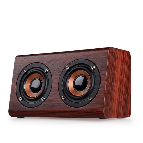 

W7 Bluetooth 4.2 Wooden Double Horns Bluetooth Speaker(Red Wood Texture)