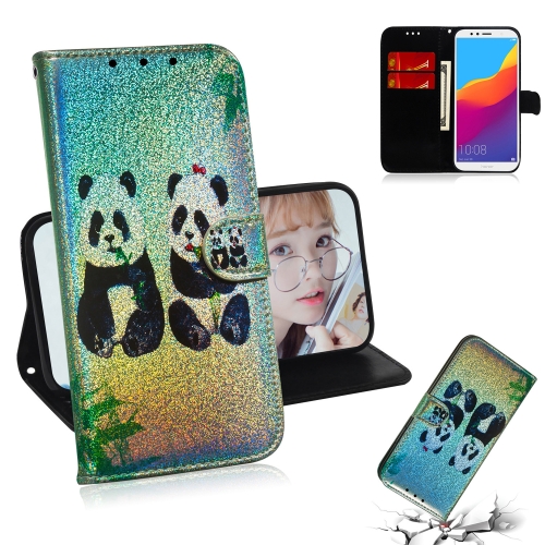 

For Huawei Honor 7A / Y6 2018 Colored Drawing Pattern Colorful Magnetic Buckle Horizontal Flip PU Leather Case with Holder & Card Slots & Wallet & Lanyard(Two Pandas)