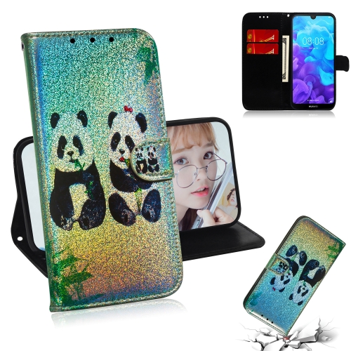 

For Huawei Y5 (2019）/ Honor 8S Colored Drawing Pattern Colorful Magnetic Buckle Horizontal Flip PU Leather Case with Holder & Card Slots & Wallet & Lanyard(Two Pandas)