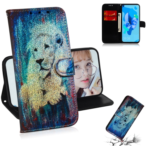 

For Huawei P20 Lite 2019 / Nova 5i Colored Drawing Pattern Colorful Magnetic Buckle Horizontal Flip PU Leather Case with Holder & Card Slots & Wallet & Lanyard(White Lion)