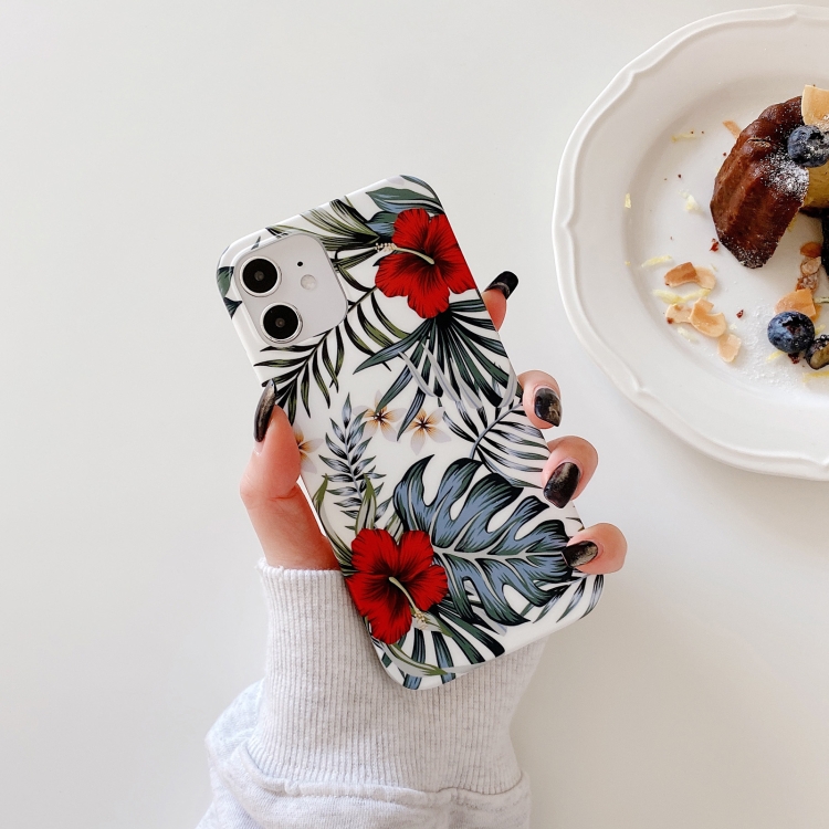 

Flower and Leaf Pattern Shockproof TPU Protective Case For iPhone 12 Pro Max(10)