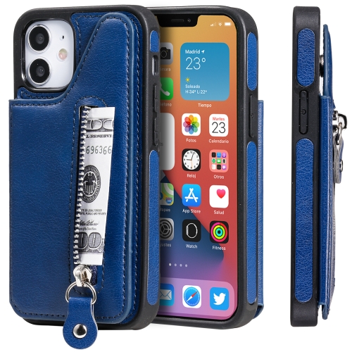 

Solid Color Double Buckle Zipper Shockproof Protective Case For iPhone 12 mini(Blue)