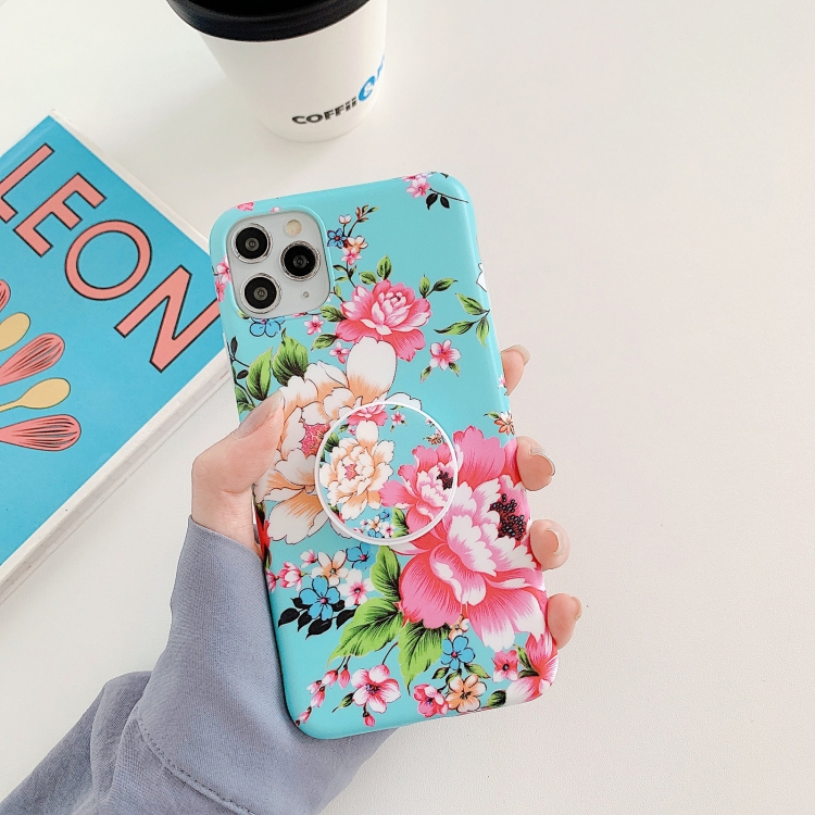 

Flower and Leaf Pattern Shockproof TPU Protective Case with Holder For iPhone 12 Pro Max(1)