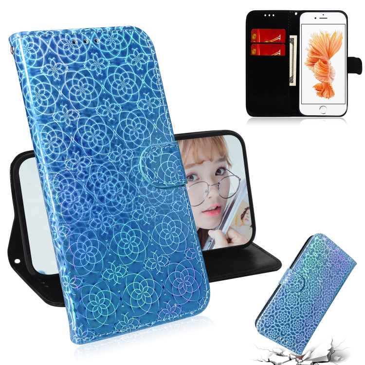

For iPhone 6 & 6s Solid Color Colorful Magnetic Buckle Horizontal Flip PU Leather Case with Holder & Card Slots & Wallet & Lanyard(Blue)