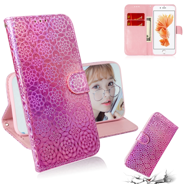 

For iPhone 6 & 6s Solid Color Colorful Magnetic Buckle Horizontal Flip PU Leather Case with Holder & Card Slots & Wallet & Lanyard(Pink)