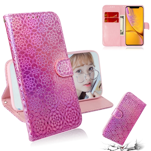 

For iPhone XS Max Solid Color Colorful Magnetic Buckle Horizontal Flip PU Leather Case with Holder & Card Slots & Wallet & Lanyard(Pink)