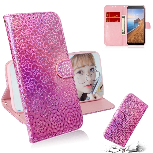

For Xiaomi Redmi 7A Solid Color Colorful Magnetic Buckle Horizontal Flip PU Leather Case with Holder & Card Slots & Wallet & Lanyard(Pink)