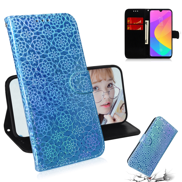 

For Xiaomi Mi A3 / CC9e Solid Color Colorful Magnetic Buckle Horizontal Flip PU Leather Case with Holder & Card Slots & Wallet & Lanyard(Blue)