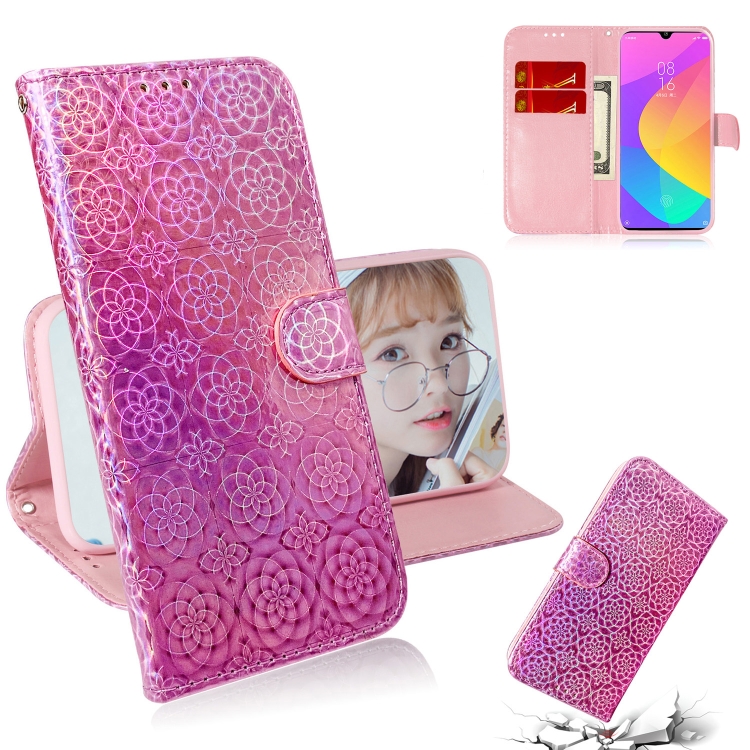

For Xiaomi Mi A3 / CC9e Solid Color Colorful Magnetic Buckle Horizontal Flip PU Leather Case with Holder & Card Slots & Wallet & Lanyard(Pink)