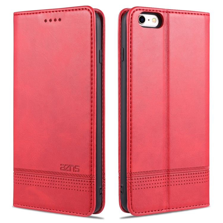 

AZNS Magnetic Calf Texture Horizontal Flip Leather Case with Card Slots & Holder & Wallet For iPhone 6 Plus(Red)