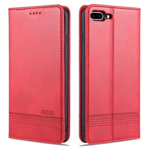 

AZNS Magnetic Calf Texture Horizontal Flip Leather Case with Card Slots & Holder & Wallet For iPhone 8 Plus/7 Plus(Red)