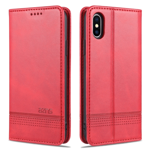 

AZNS Magnetic Calf Texture Horizontal Flip Leather Case with Card Slots & Holder & Wallet For iPhone XS Max(Red)