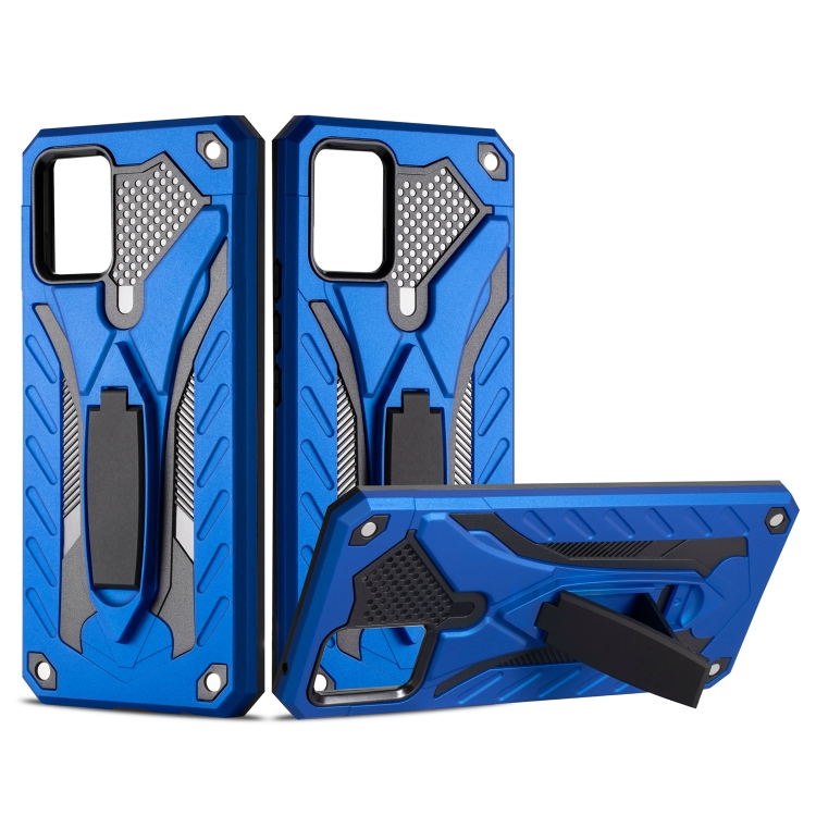 

For vivo V20 Shockproof TPU + PC Protective Case with Holder(Blue)