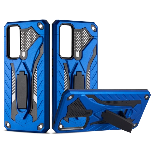 

For vivo V20 SE Shockproof TPU + PC Protective Case with Holder(Blue)