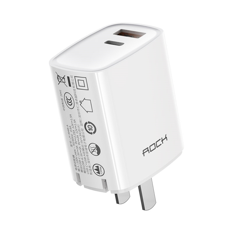 

ROCK T42 PD 20W Dual Ports Travel Charger Power Adapter, CN Plug(White)