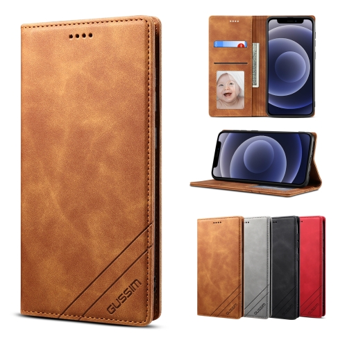 

GUSSIM GS-001 Business Style Horizontal Flip Skin Feel PU Leather Case with Holder & Card Slots & Wallet & Photo Frame For iPhone 12 mini(Brown)