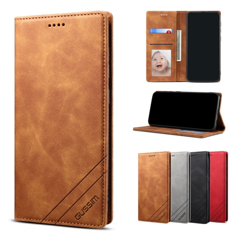 

For Samsung Galaxy A31 GUSSIM GS-001 Business Style Horizontal Flip Skin Feel PU Leather Case with Holder & Card Slots & Wallet & Photo Frame(Brown)