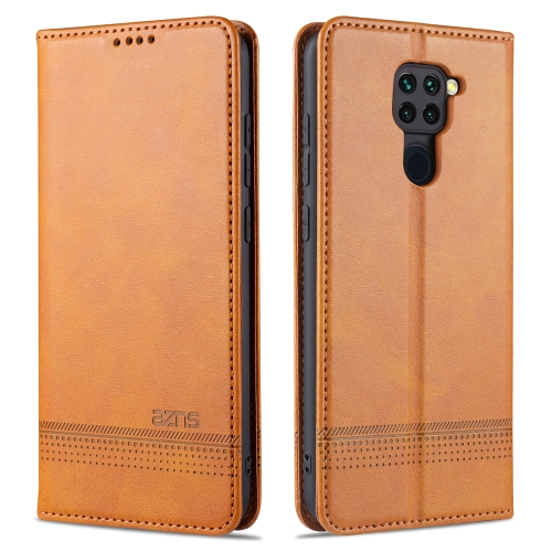 

For Xiaomi Redmi Note 9 / 10X AZNS Magnetic Calf Texture Horizontal Flip Leather Case with Card Slots & Holder & Wallet(Light Brown)