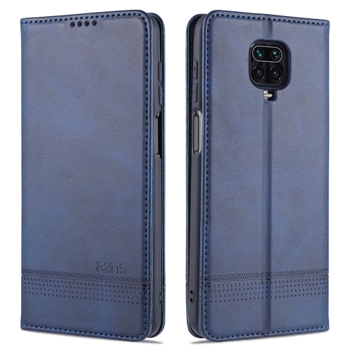 

For Xiaomi Redmi Note 9 Pro / Note 9s AZNS Magnetic Calf Texture Horizontal Flip Leather Case with Card Slots & Holder & Wallet(Dark Blue)