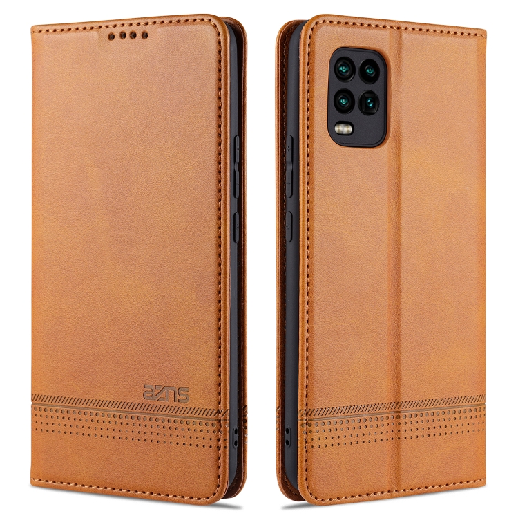 

For Xiaomi Mi 10 Lite AZNS Magnetic Calf Texture Horizontal Flip Leather Case with Card Slots & Holder & Wallet(Light Brown)
