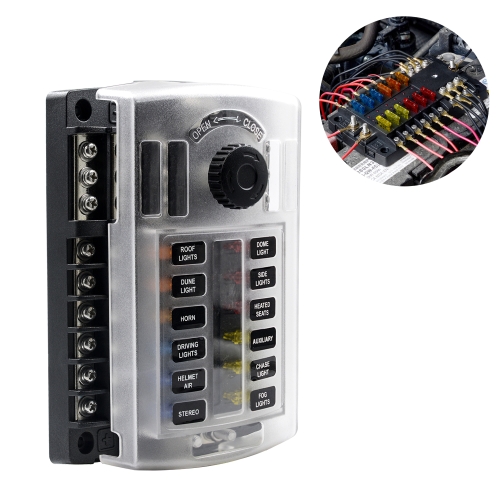 

CS-1222A2 High Current Independent Positive and Negative 12-way LED Indicator Plug Fuse Box