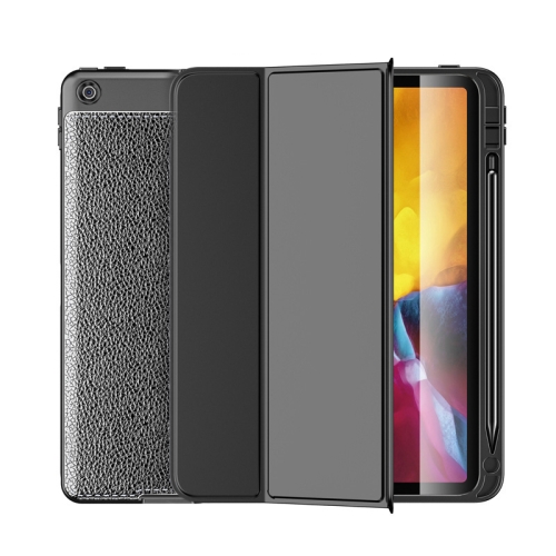 

Lychee Peel Texture Horizontal Deformation Flip TPU Leather Case with Three-folding Holder & Sleep / Wake-up Function For iPad Air (2019)(Black)