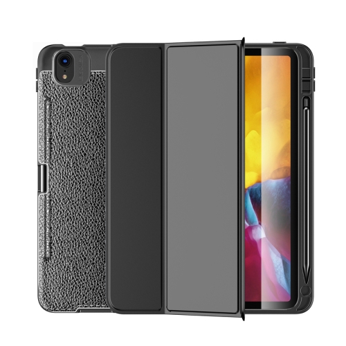 

Lychee Peel Texture Horizontal Deformation Flip TPU Leather Case with Three-folding Holder & Sleep / Wake-up Function For iPad Air (2020) 10.9 inch(Black)