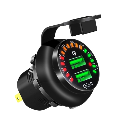 

WUPP CS-134A1 Car Dual USB QC3.0 Fast Charger with Color Screen Voltage Display