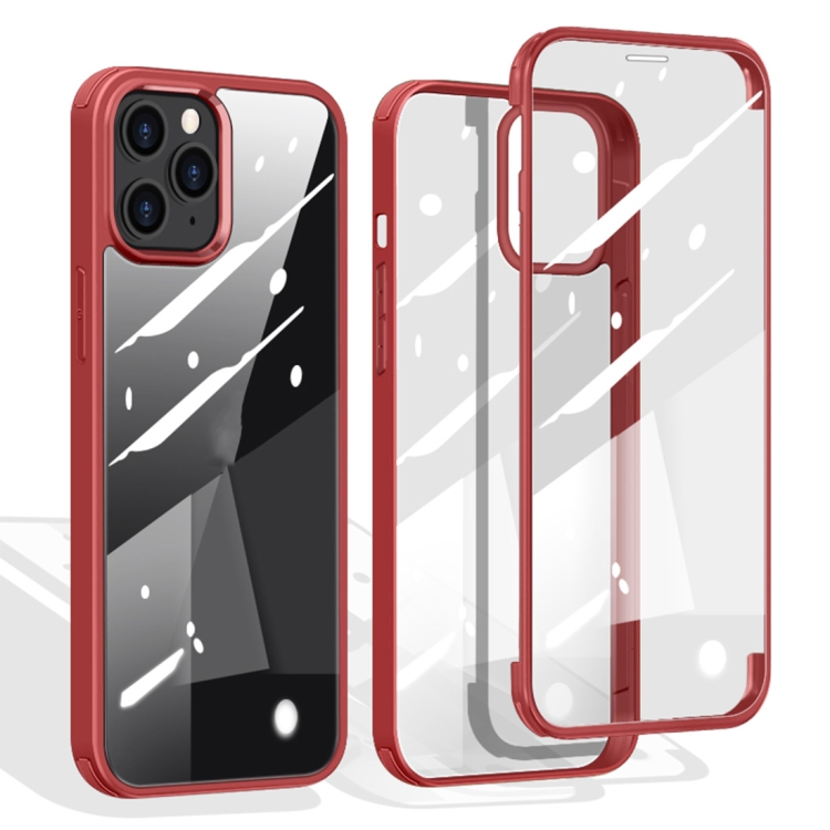 

Double-sided Plastic Glass Protective Case For iPhone 12 / 12 Pro(Red)